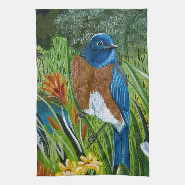 Western Bluebird Kitchen Towel (Vertical)