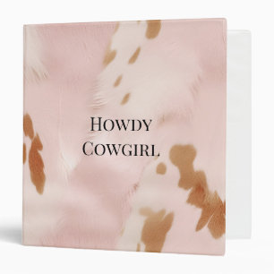 Western Blush Pink Cream Faux Cowhide   Binder