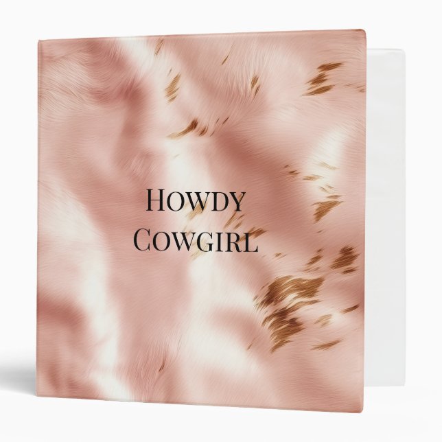 Western Blush Pink Faux Cowhide   Binder (Front/Inside)