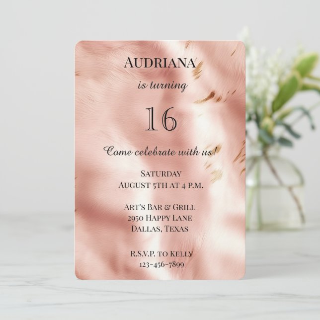 Western Blush Pink Faux Cowhide Birthday Invitation (Standing Front)