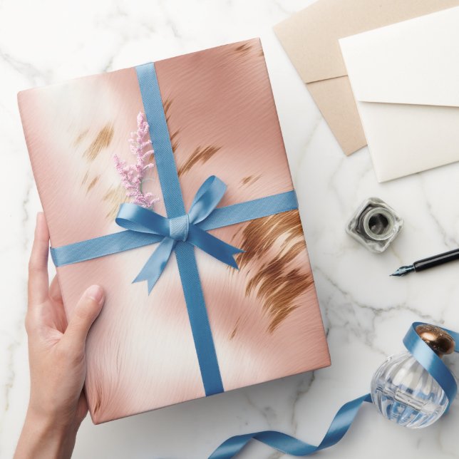 Western Blush Pink Faux Cowhide Bridal Shower Wrapping Paper (Gifting)