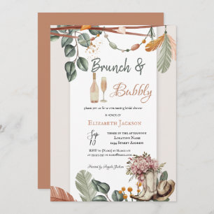Western Boho Brunch & Bubbly Bridal Shower  Invitation