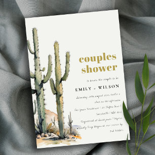 Western Boho Cacti Desert Landscape Couples Shower Invitation