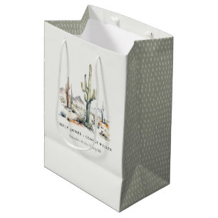 Western Boho Cactus Desert Landscape Wedding Medium Gift Bag