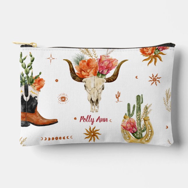 Western Boho Cosmetic Bag  (Front)
