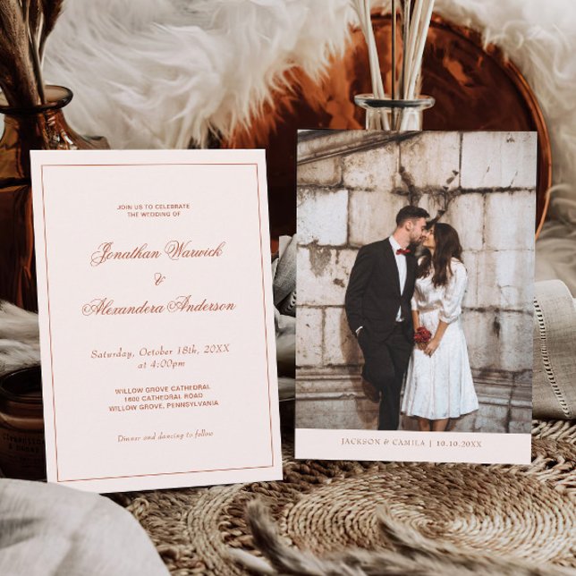 Western Boho Cream and Terracotta Wedding  Invitation (Creator Uploaded)