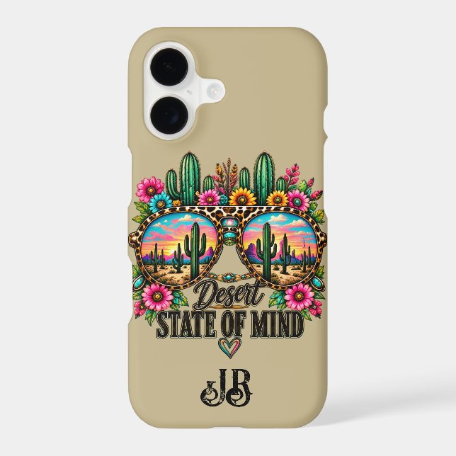 Western Boho Desert Chic Sunset Cactus Monogram (Back)
