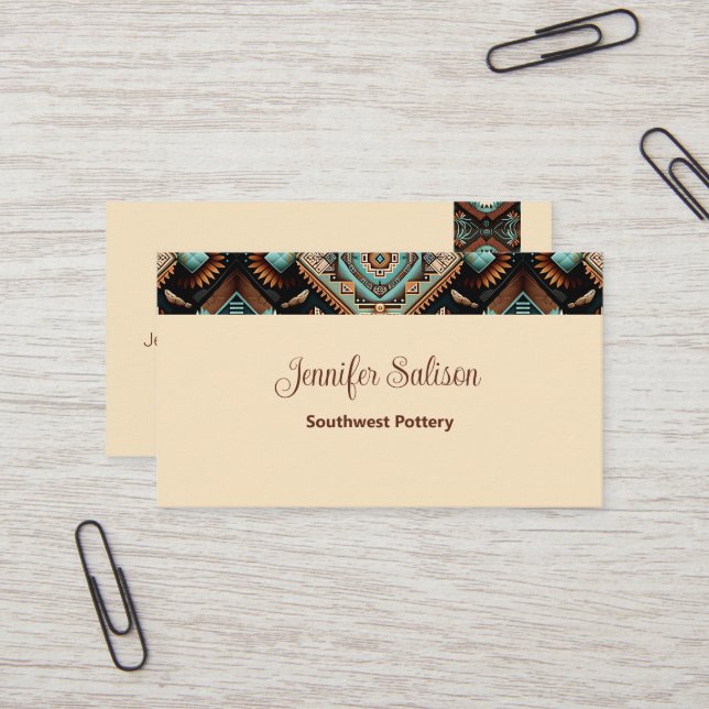 Western Boho Pattern Business Card (Front/Back In Situ)