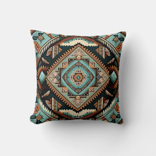 Western Boho Pattern Throw Pillow