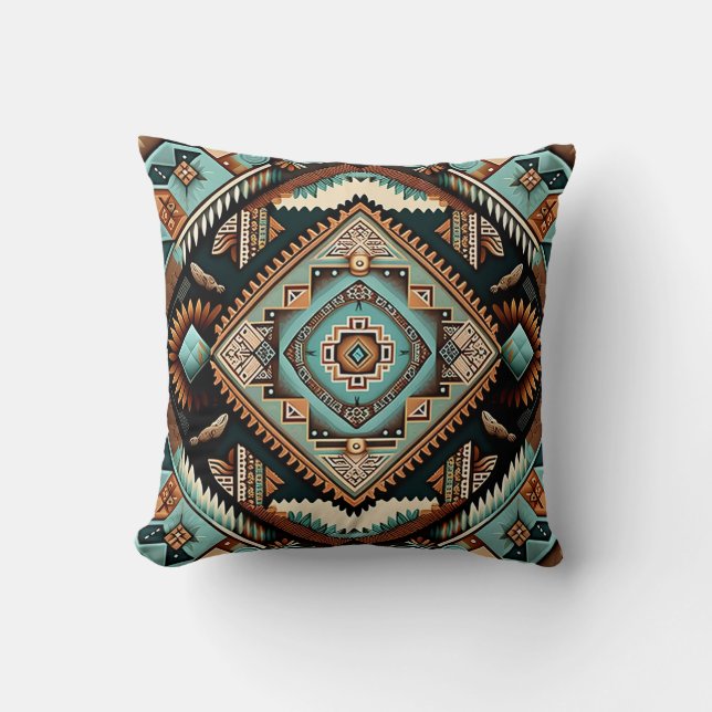 Western Boho Pattern Throw Pillow (Front)