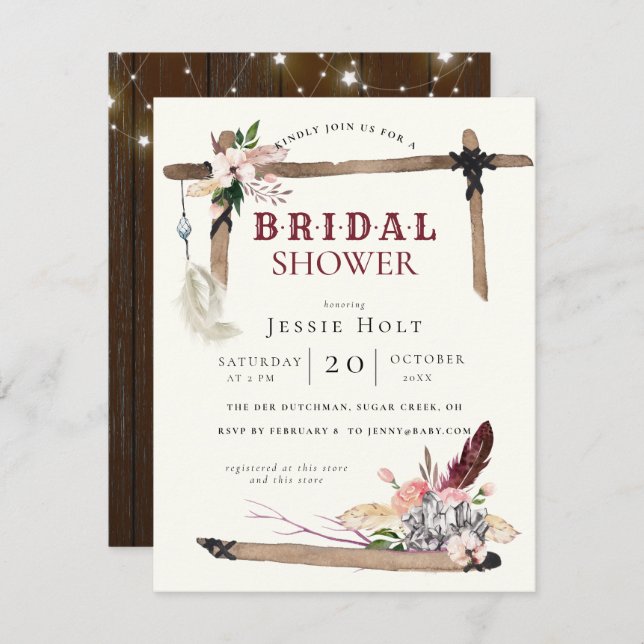 Western Boho Style2 Bridal Shower Invitation (Front/Back)