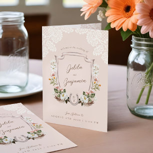 Western Boho Watercolor Floral Cowboy Boot Wedding Program