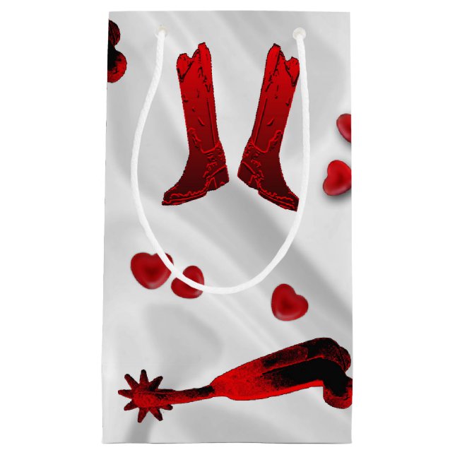 Western Boot Spurs Hearts Print Gift Bag (Front)