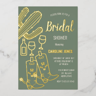 Western Boots Bubbly Boho Gold Foil Bridal Shower