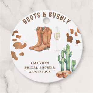 Western Boots & Bubbly Bridal shower  Favour Tags