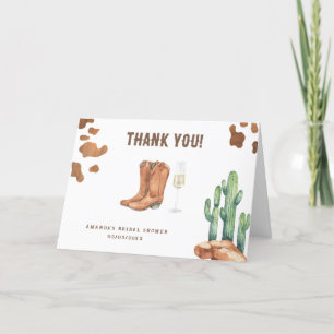 Western Boots & Bubbly Thank you Bridal shower  Card