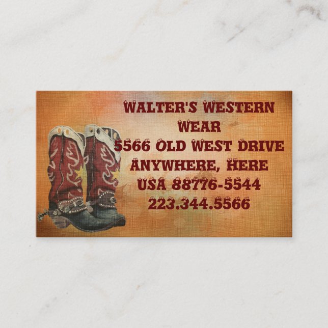 Western Boots Business Cards (Front)