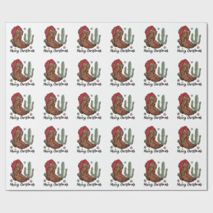 Western Boots Santa Merry Christmas Boots Xmas Wrapping Paper