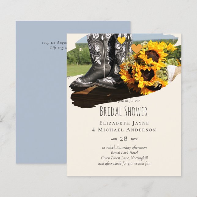 Western Boots Sunflowers Rustic Wedding (Front/Back)