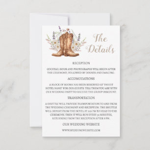 Western Boots Wedding Details Enclosure Card