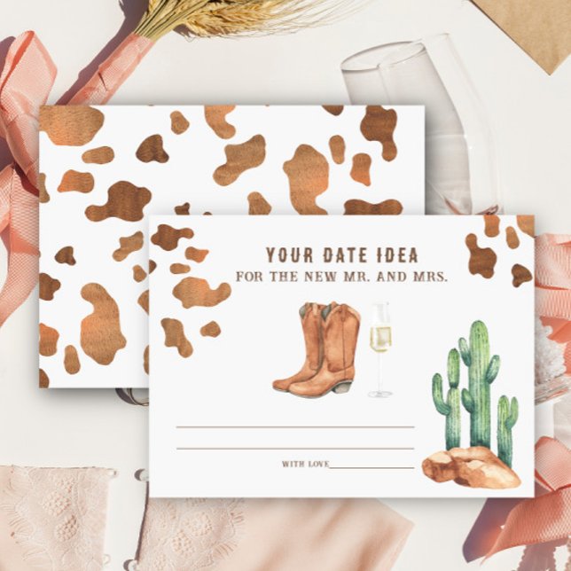 Western Bridal shower Date night ideas Date jar Enclosure Card (Creator Uploaded)