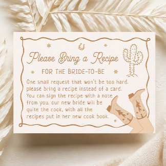 Western Bridal Shower Recipe Request Enclosure Card