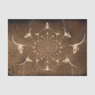 Western Brown Beige Abstract Texture Bull Skull Tissue Paper