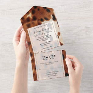 Western Brown Black Cowboy Cowhide All In One Invitation