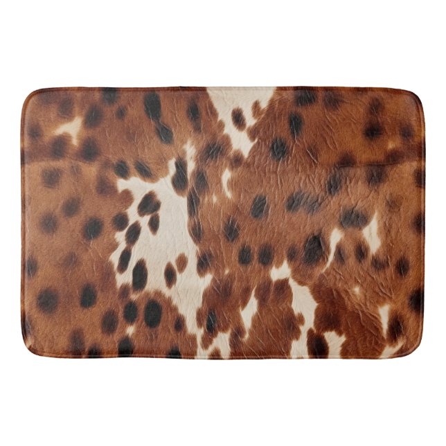 Western Brown Black Cowboy Cowhide Bath Mat (Front)