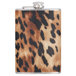 Western Brown Black Cowhide Animal Hip Flask