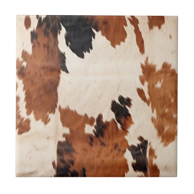 Western Brown Black White Cowhide Tile (Front)