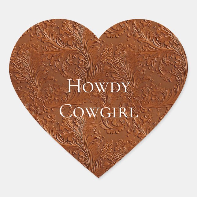 Western Brown Bohemian Art Heart Sticker (Front)