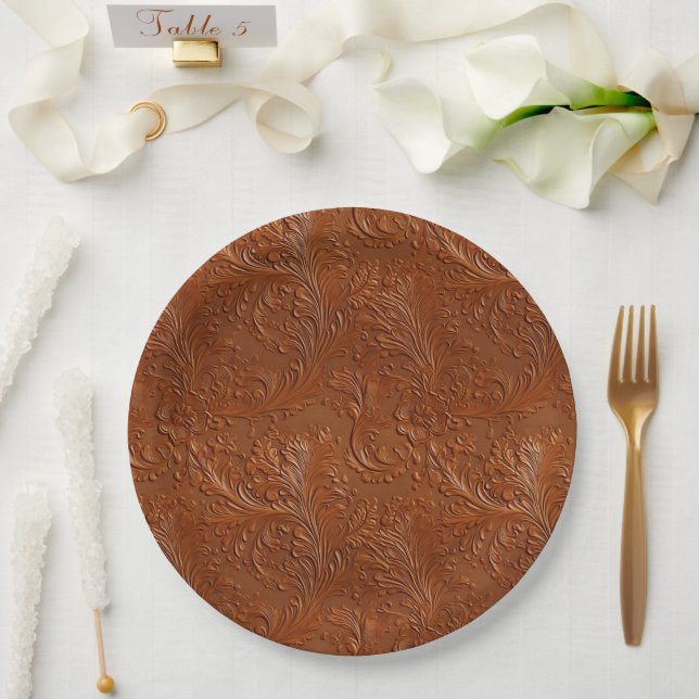 Western Brown Bohemian Art Paper Plate (Wedding)