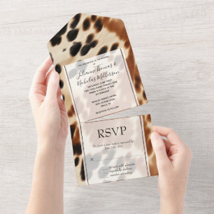Western Brown Cowhide All In One Invitation