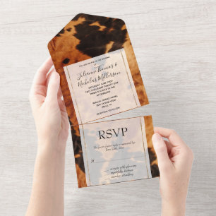 Western Brown Cowhide  All In One Invitation
