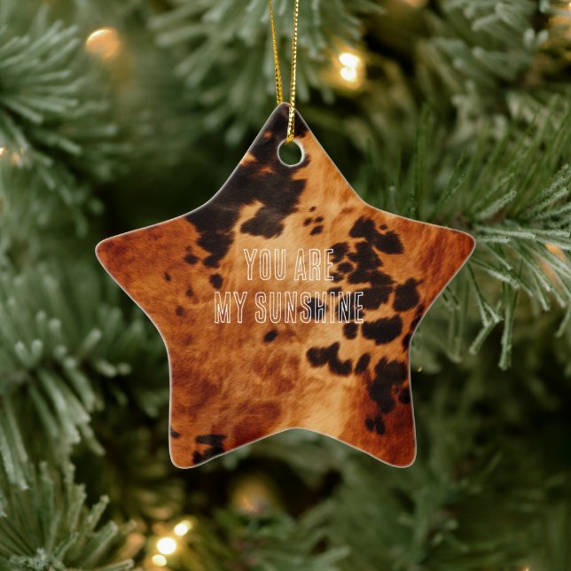 Western Brown Cowhide Ceramic Ornament (Tree)