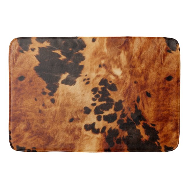 Western Brown Cowhide Cowboy Cowgirl Bath Mat (Front)