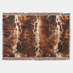 Western Brown Cowhide Throw Blanket