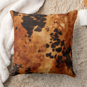 Western Brown Cowhide Throw Pillow