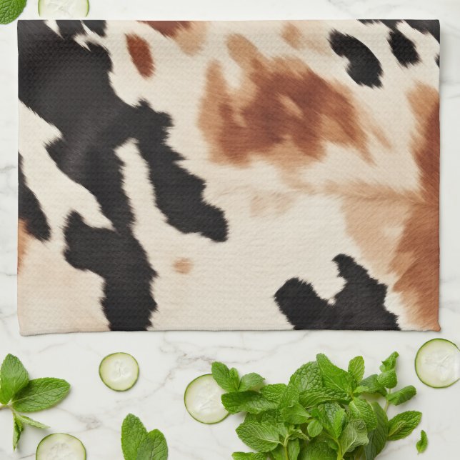 Western Brown Cream Animal Cowhide Kitchen Towel (Folded)