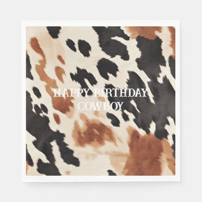 Western Brown Cream Animal Cowhide Napkin (Front)