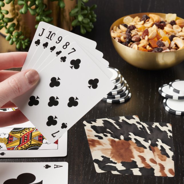 Western Brown Cream Animal Cowhide Playing Cards (In Situ)
