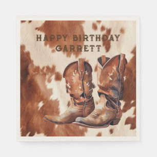 Western Brown Cream Cowboy Boots Napkin