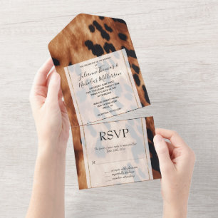Western Brown Cream Cowhide  All In One Invitation