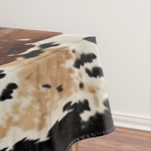 Western Brown Cream Cowhide Animal  Tablecloth