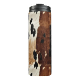 Western Brown Cream Cowhide Animal  Thermal Tumbler