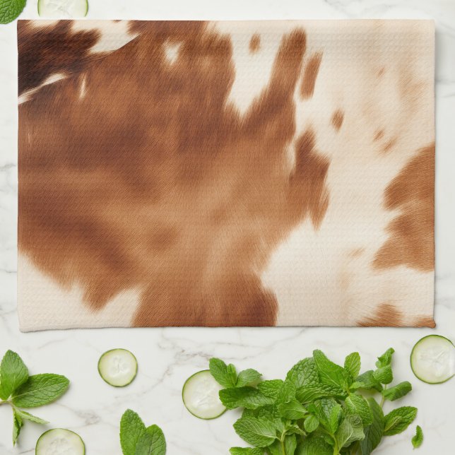 Western Brown Cream Cowhide Kitchen Towel (Folded)