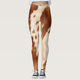Western Brown Cream Cowhide Leggings