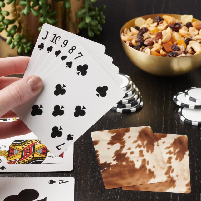 Western Brown Cream Cowhide Playing Cards (In Situ)