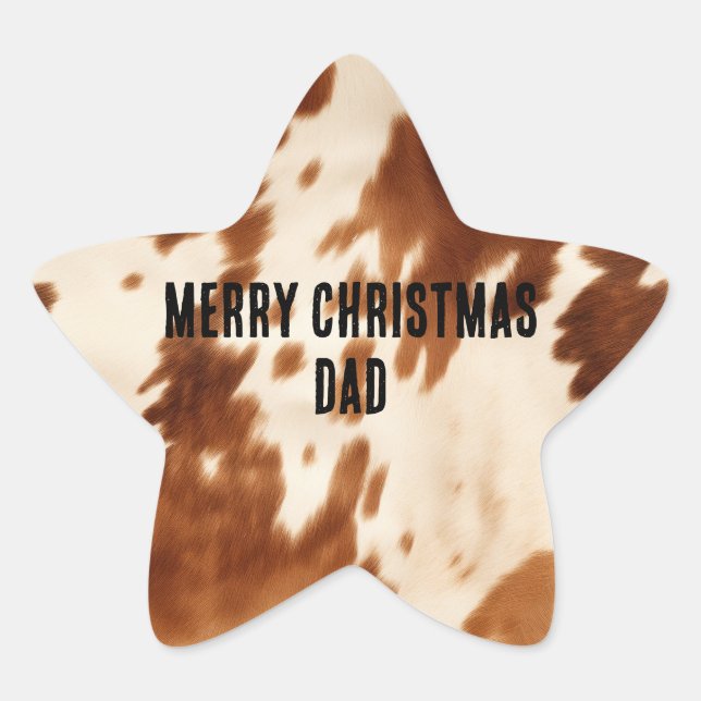 Western Brown Cream Cowhide Star Sticker (Front)